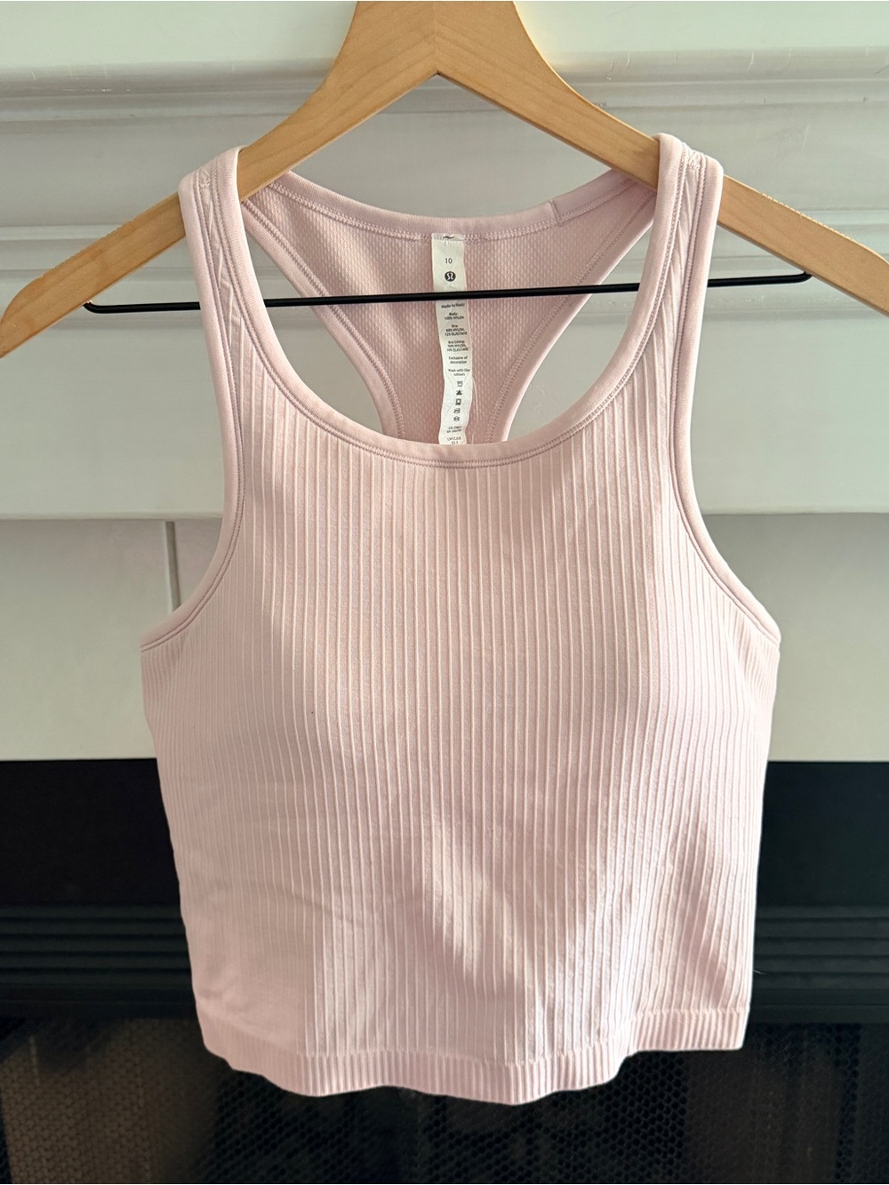 Lululemon Ebb to Street Cropped Racerback Tank Top Light Pink Size 10